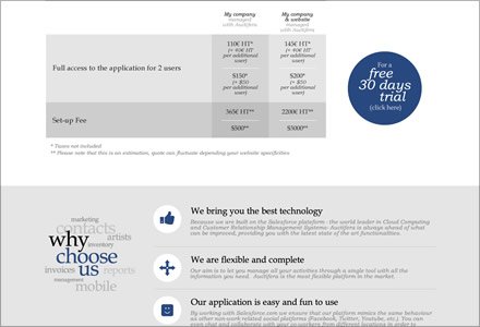 Pricing, Interfaces responsive Auctifera