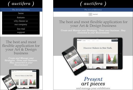 Responsive design, Interfaces responsive Auctifera