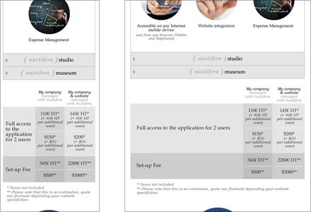 Responsive design, Interfaces responsive Auctifera