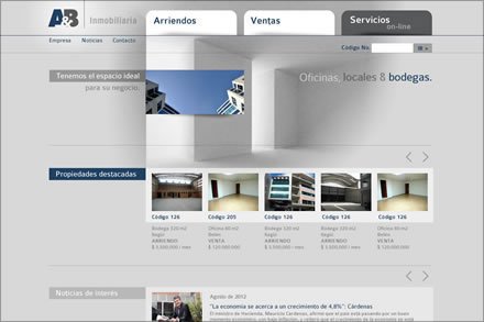 Home, Diseño de interfaces A&B Inmobiliaria