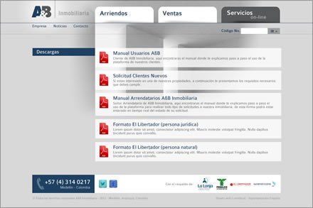 Descargas, Diseño de interfaces A&B Inmobiliaria