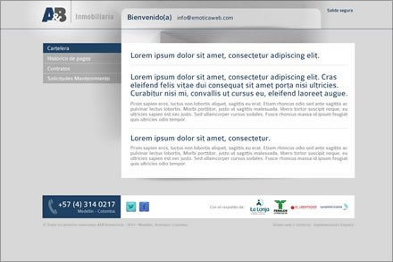Zona Clientes, Diseño de interfaces A&B Inmobiliaria