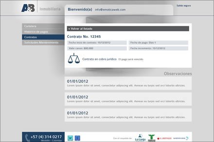Zona Clientes, Diseño de interfaces A&B Inmobiliaria