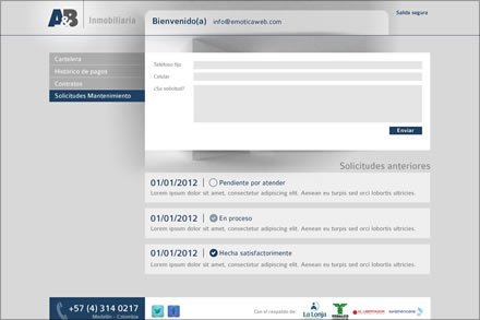 Zona Clientes, Diseño de interfaces A&B Inmobiliaria