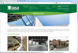 Portafolio de obras, Web y Extranet BASA Ingenieros