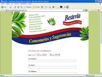 Formularios de Contacto, Web Bestevia