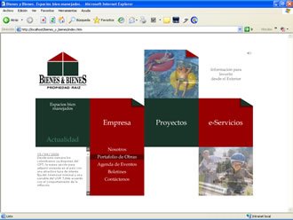 Ejemplo Submenús home, Web Bienes y Bienes