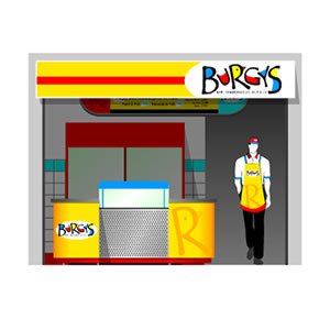 Fachada locales, Identidad Visual Burgys