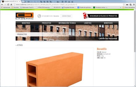 Detalle de producto, Sitio web Administrable Cademac