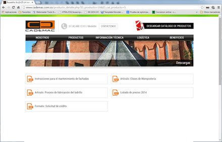 Descargas, Sitio web Administrable Cademac
