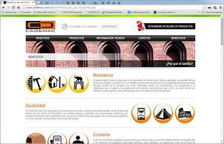 Beneficios del ladrillo, Sitio web Administrable Cademac
