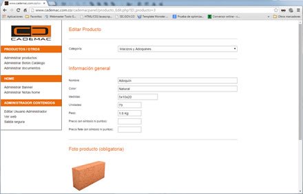 Administrador a la medida, Sitio web Administrable Cademac