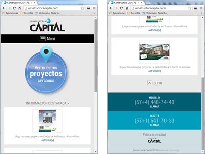 Interfaces móviles, Responsive Design Constructora Capital