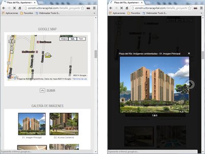 Interfaces móviles, Responsive Design Constructora Capital