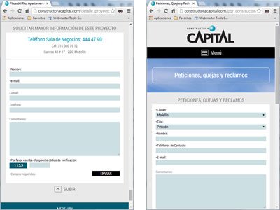 Interfaces móviles, Responsive Design Constructora Capital
