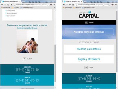 Interfaces móviles, Responsive Design Constructora Capital
