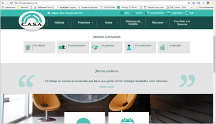 Accesos rápidos a proyectos, Intranet Joomla CASA