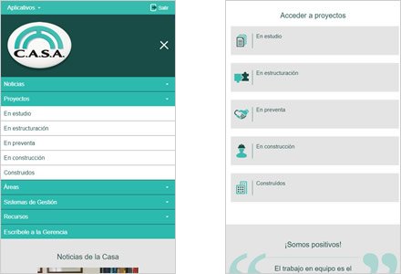 Adaptación responsive, Intranet Joomla CASA