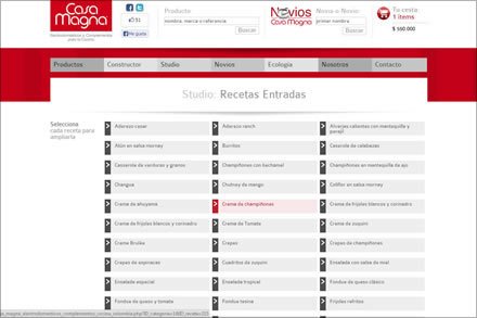 Recetas, Tienda electrónica Casa Magna