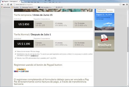 Congreso Registro (scroll), Sitio web Joomla Chile Explore Report