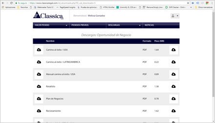 Descargas, Web APP para Distribuidor Classica Regal