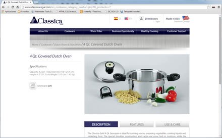 Detalle de producto, Web responsive Classica Regal