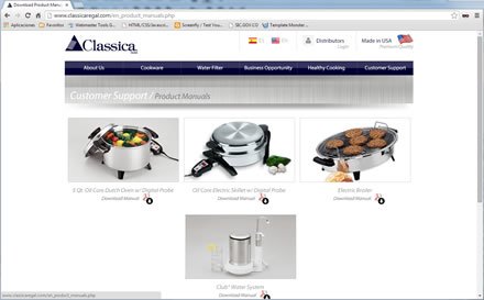 Descarga de manuales, Web responsive Classica Regal