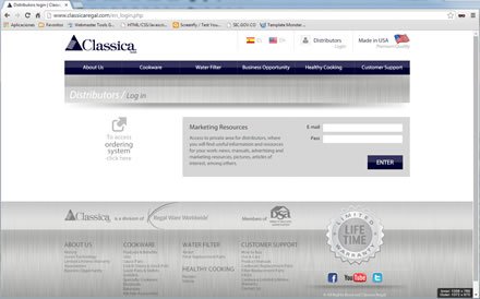 Login distribuidores, Web responsive Classica Regal