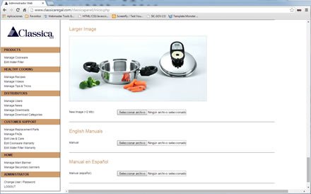 Administrador, Web responsive Classica Regal