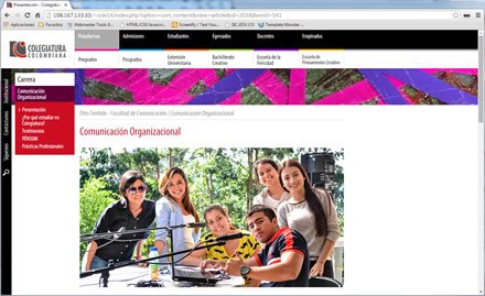 Comunicación organizacional, Web Joomla Colegiatura