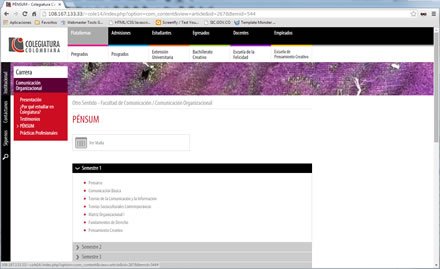Pénsum, Web Joomla Colegiatura