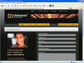 Formulario de Contacto, Web Coltebienes