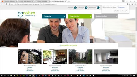 Resultados de búsqueda, Diseño de interfaces Inmobiliaria Conaltura