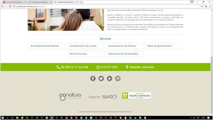 Footer, Diseño de interfaces Inmobiliaria Conaltura