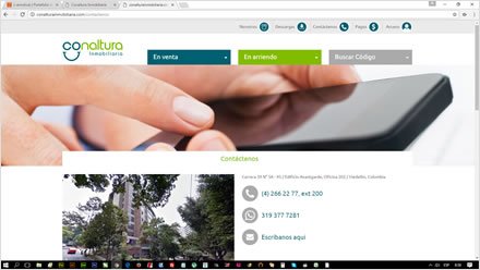 Contacto, Diseño de interfaces Inmobiliaria Conaltura