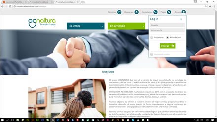 Login Clientes, Diseño de interfaces Inmobiliaria Conaltura