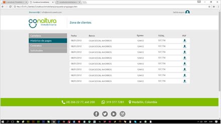 Zona clientes, Diseño de interfaces Inmobiliaria Conaltura