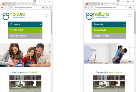 Adaptación Responsive, Diseño de interfaces Inmobiliaria Conaltura