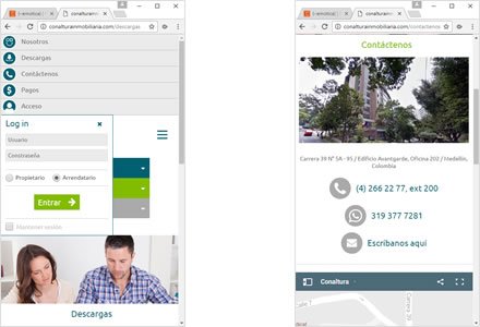 Adaptación Responsive, Diseño de interfaces Inmobiliaria Conaltura