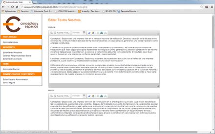 Administrador, Web administrable Conceptos y Espacios