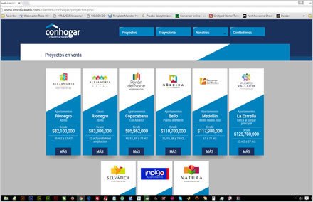 Proyectos en venta, Web responsive Conhogar