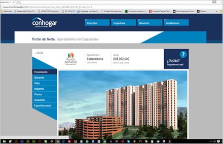Descripción proyecto, Web responsive Conhogar