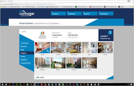 Galería proyecto, Web responsive Conhogar