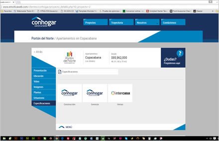 Especificaciones y grupo, Web responsive Conhogar