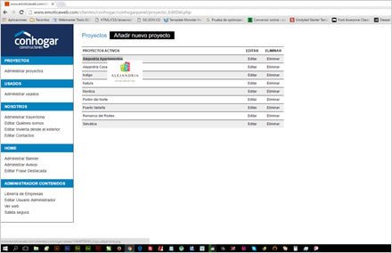 Administrador a la medida, Web responsive Conhogar