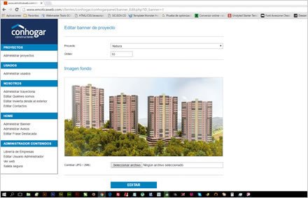 Administrador a la medida, Web responsive Conhogar