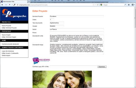 Administrador de contenidos, Sitio web ConProyectos