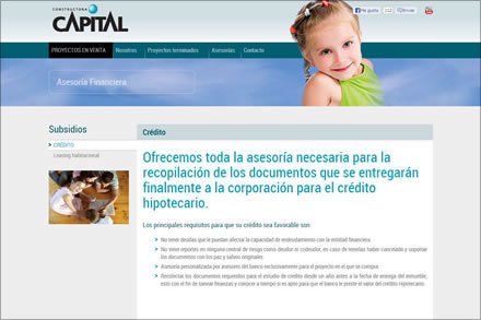 Asesoría, Sitio web Constructora Capital