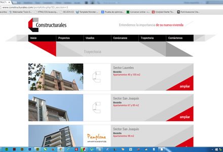 Trayectoria, Web responsive y admin/ Constructurales