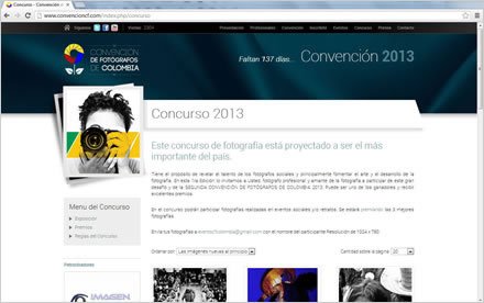 Concurso, Sitio web Joomla Convención de Fotógrafos de Colombia